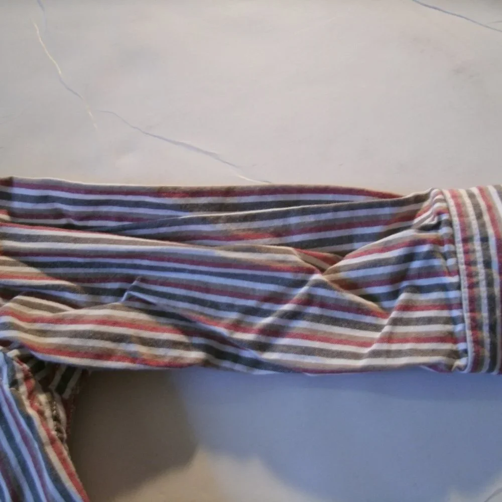 Gymboree Boys Shirt Button Down Oxford Stripe Red Long Sleeve 12-18 Months